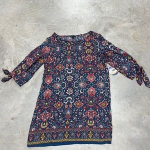 Bebop brand blue with multi color designs dress / Size M / NWT‎ / B70